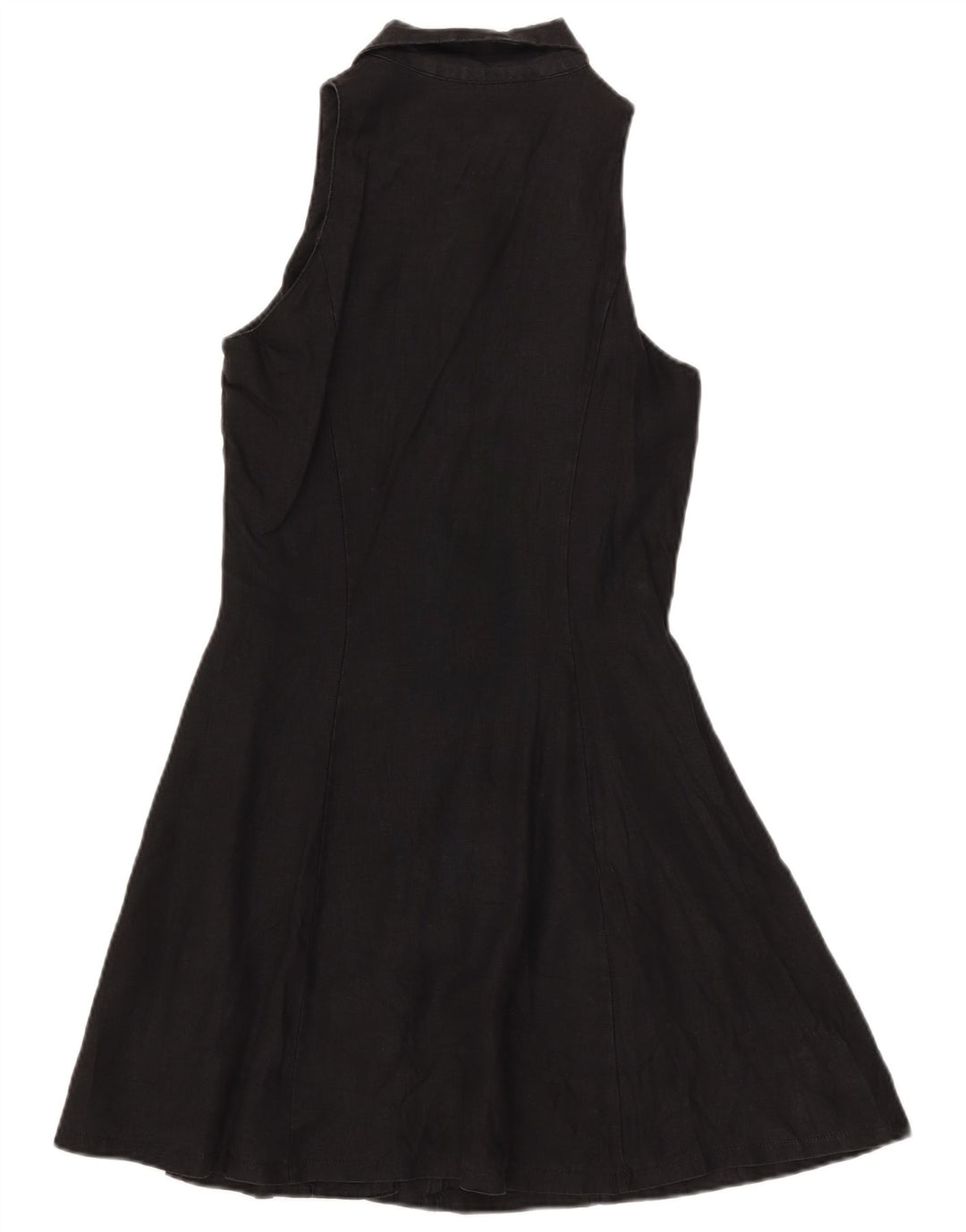 Benetton Damen Ärmelloses A-Linien-Kleid IT 44 Mittelschwarzes Leinen