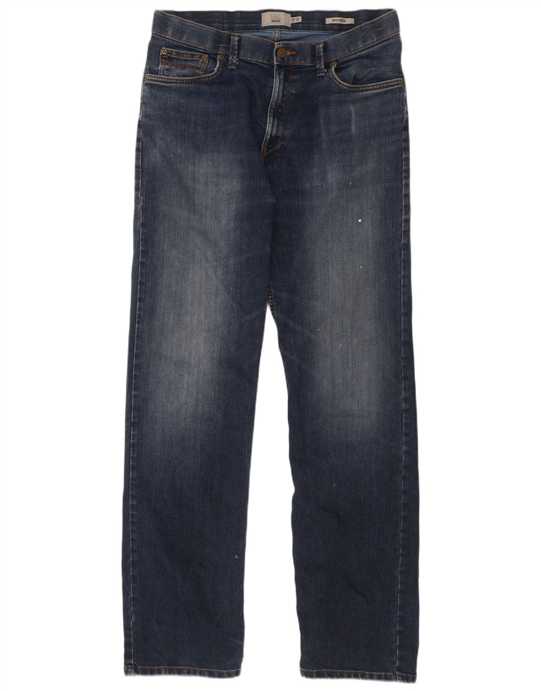Marks & Spencer Herren Straight Jeans W34 L33 Blaue Baumwolle