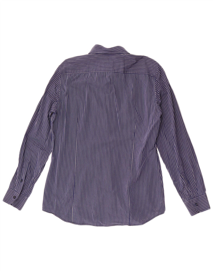 BENETTON Herren-Hemd, mittelgroß, marineblau, Nadelstreifen