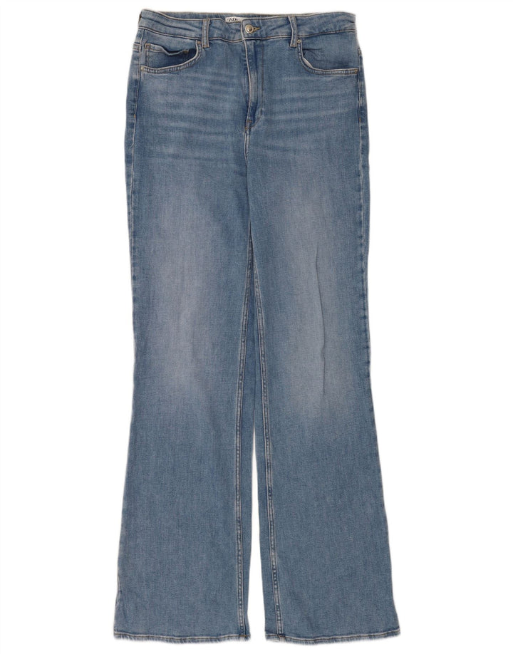 Zara Damen Bootcut Jeans EU 42 Large W32 L34 Blaue Baumwolle