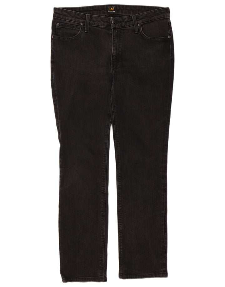 Lee Damen Marion Straight Jeans W30 L27 Schwarze Baumwolle