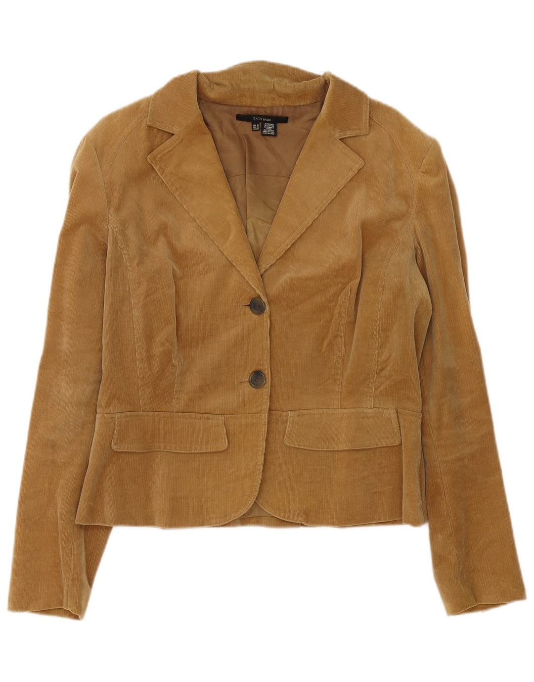 Zara Damen Cord-Blazer mit 2 Knöpfen, UK 18, XL, Braun, Baumwolle