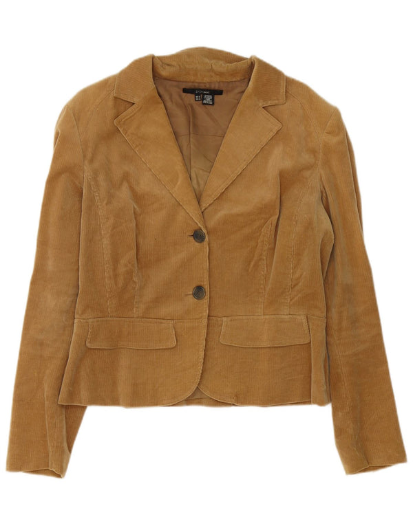 Zara Damen Cord-Blazer mit 2 Knöpfen, UK 18, XL, Braun, Baumwolle