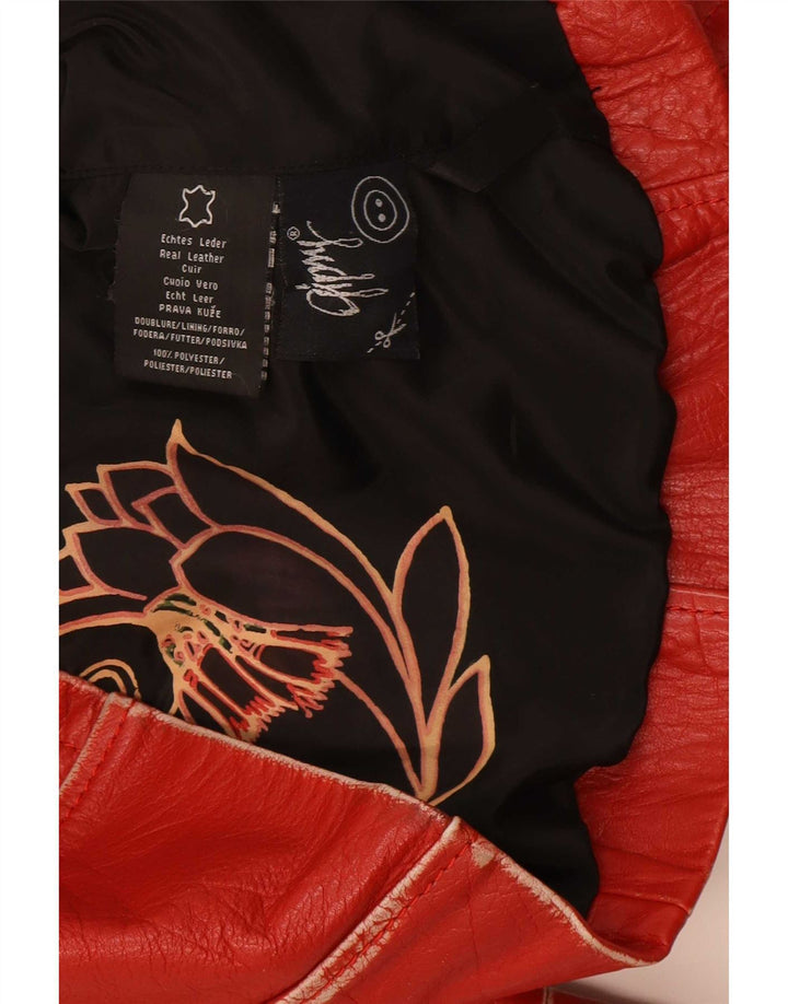 Gipsy Damen Leder-Racer-Jacke UK 14 Large Rot gestreift