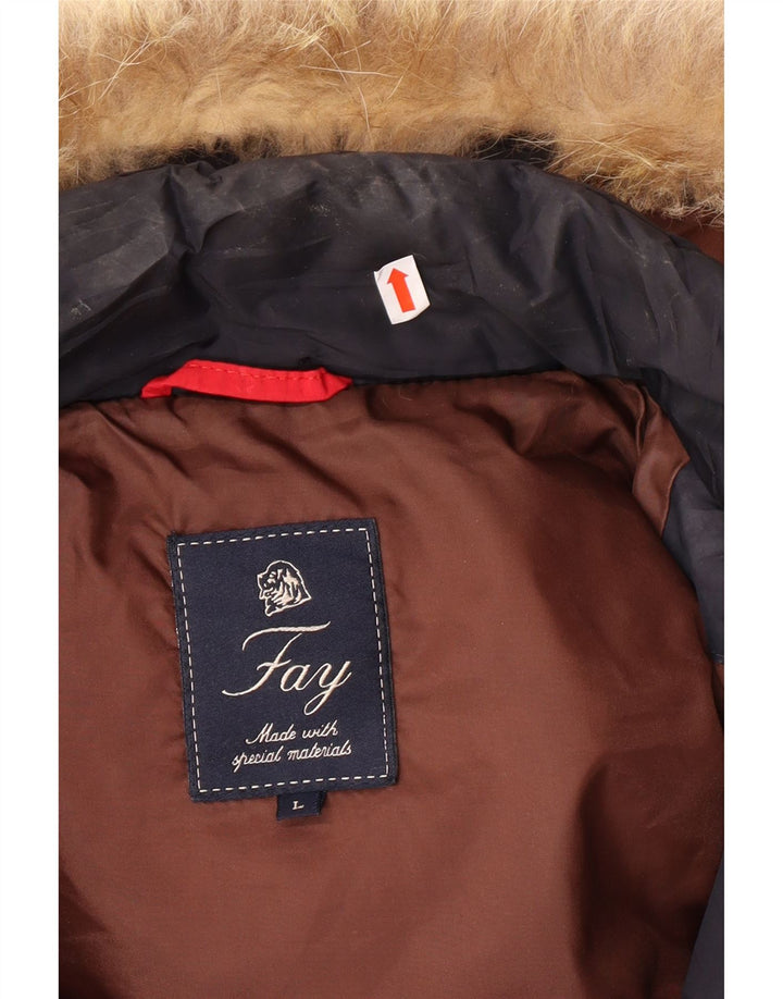 FAY Herren-Jacke mit Kapuze, gepolstert, UK 40, Größe L, Marineblau, Polyester