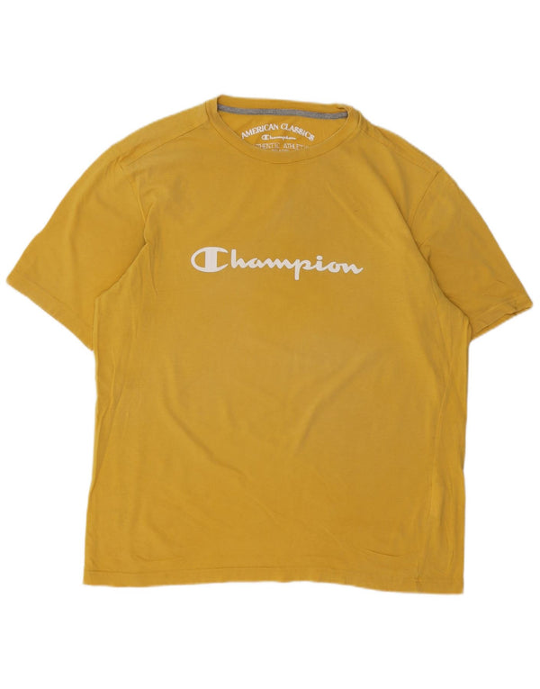 Champion Herren Grafik T-Shirt Top XL Gelb Baumwolle