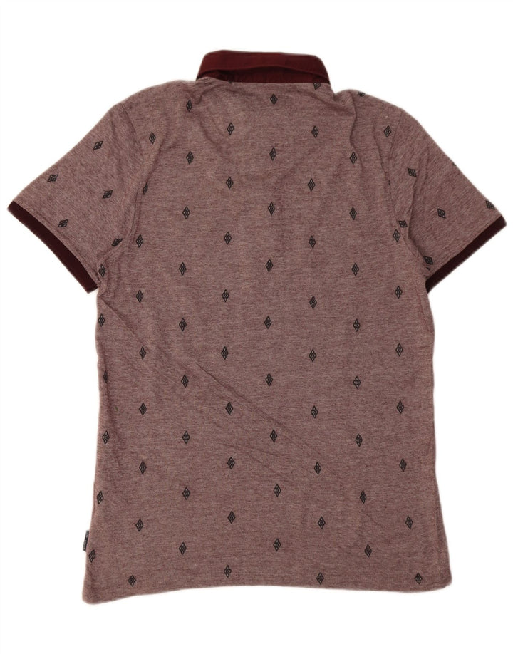 Ted Baker Herren-Poloshirt, Größe 3, mittelgroß, burgunderrot gefleckte Baumwolle