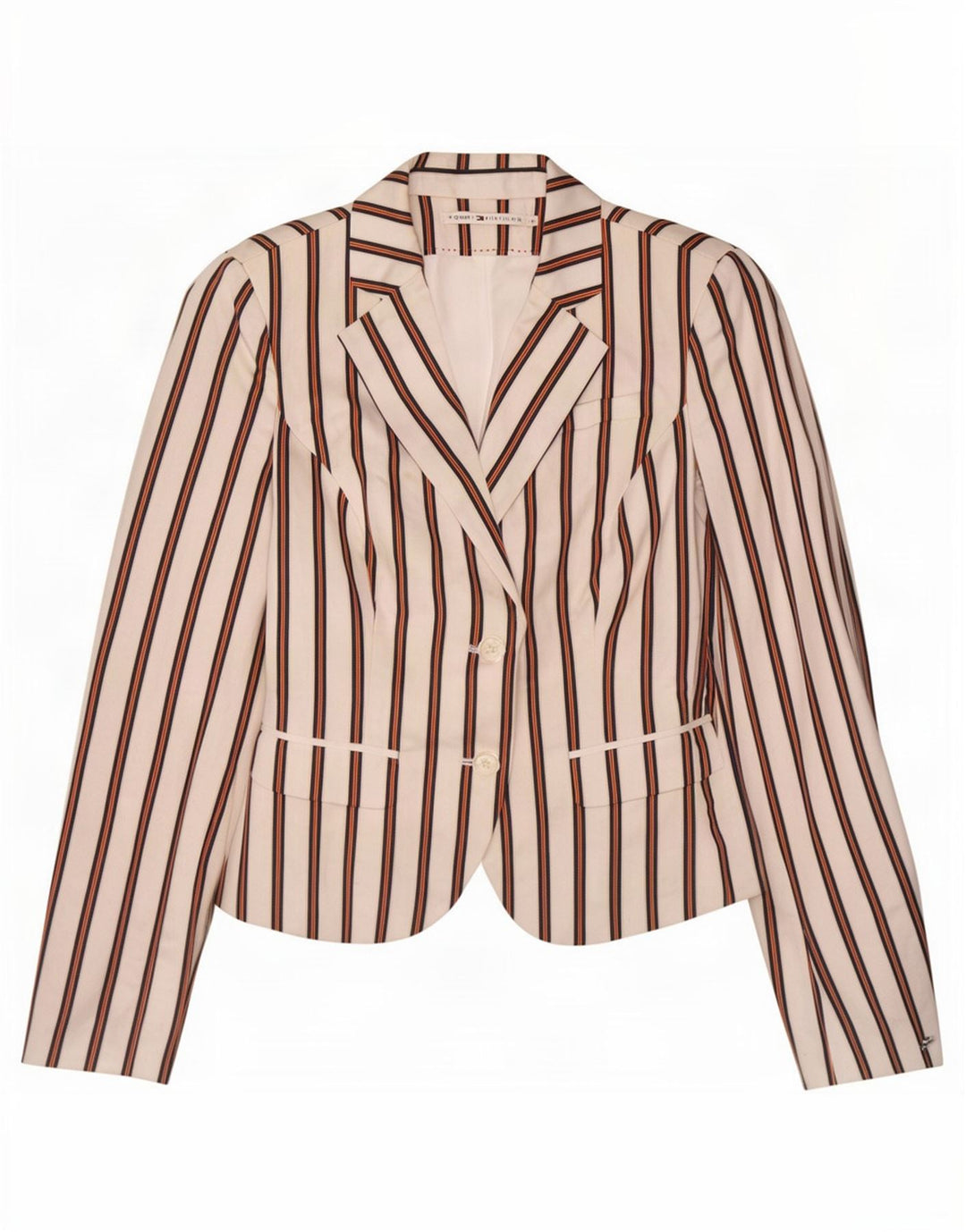 Tommy Hilfiger Damen-Blazerjacke mit 2 Knöpfen, US 4, klein, weiß gestreift