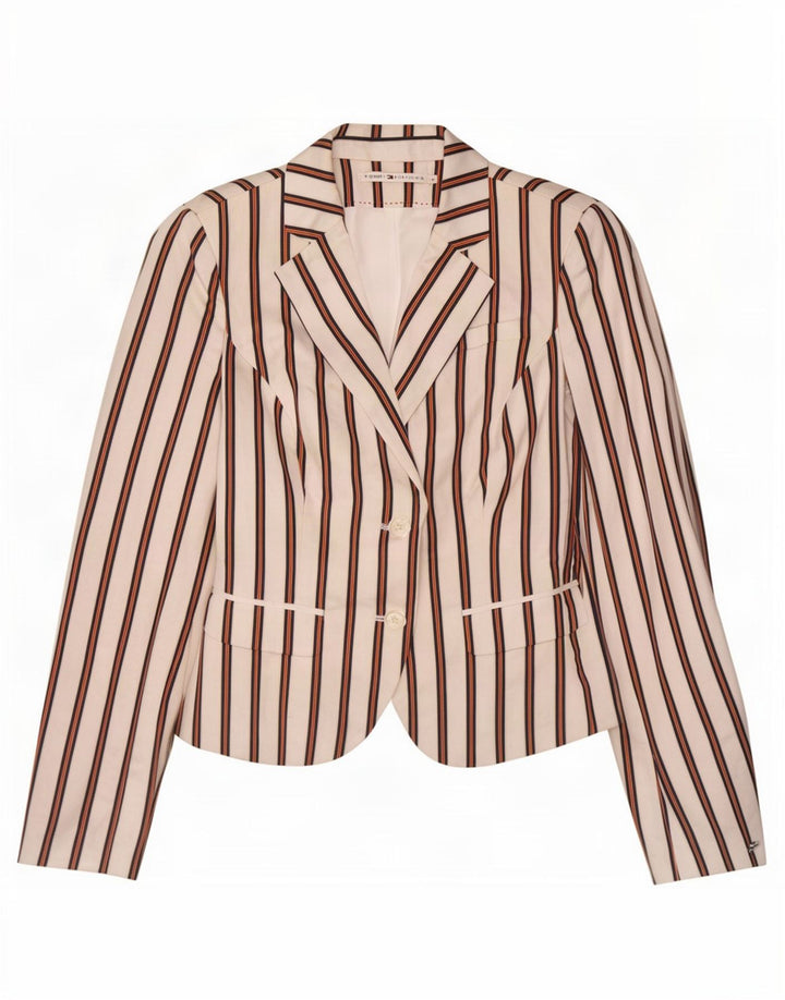 Tommy Hilfiger Damen-Blazerjacke mit 2 Knöpfen, US 4, klein, weiß gestreift