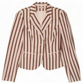 Tommy Hilfiger Damen-Blazerjacke mit 2 Knöpfen, US 4, klein, weiß gestreift