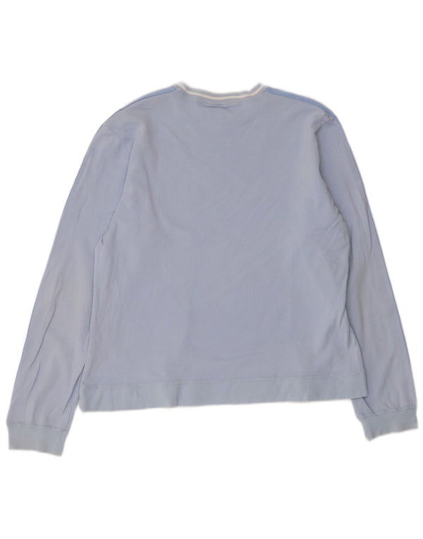 Champion Damen Top Langarm UK 16 Large Blau Gestreifte Baumwolle