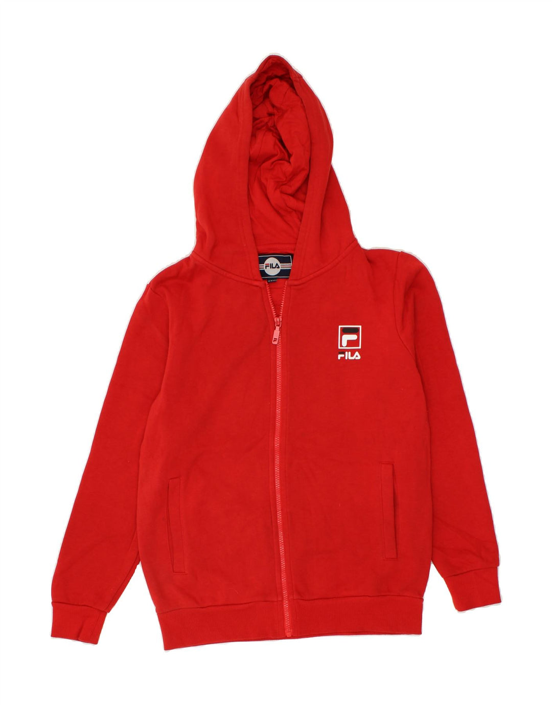 FILA Boys Zip Hoodie Sweater 13-14 Years Red Polyester Vintage Fila and Second-Hand Fila from Messina Hembry 