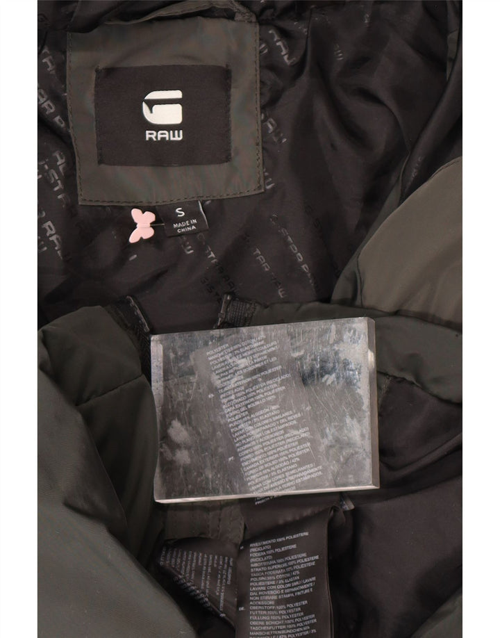 G-STAR Wattierter Damenmantel mit Kapuze, UK 10, Größe S, Grün, Farbblock-Polyester