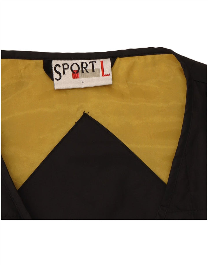 VINTAGE Womens Padded Gilet UK 16 Large Black Polyester