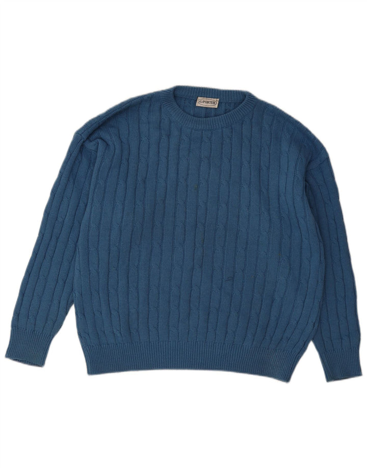 Vintage Herren Pullover mit Rundhalsausschnitt, Größe L, Blau