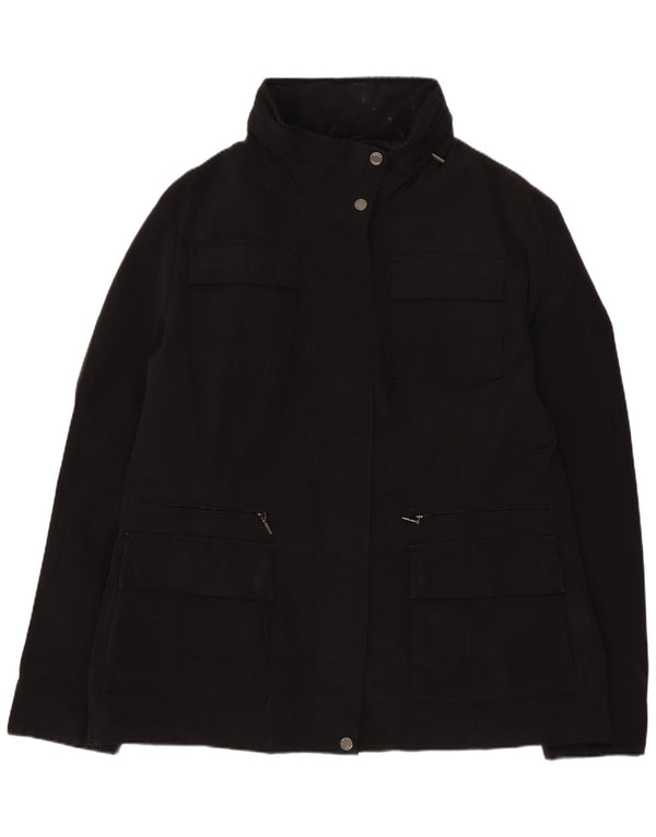 Geox Respira Womens Hooded Utility Jacket UK 18 XL Schwarz Polyester