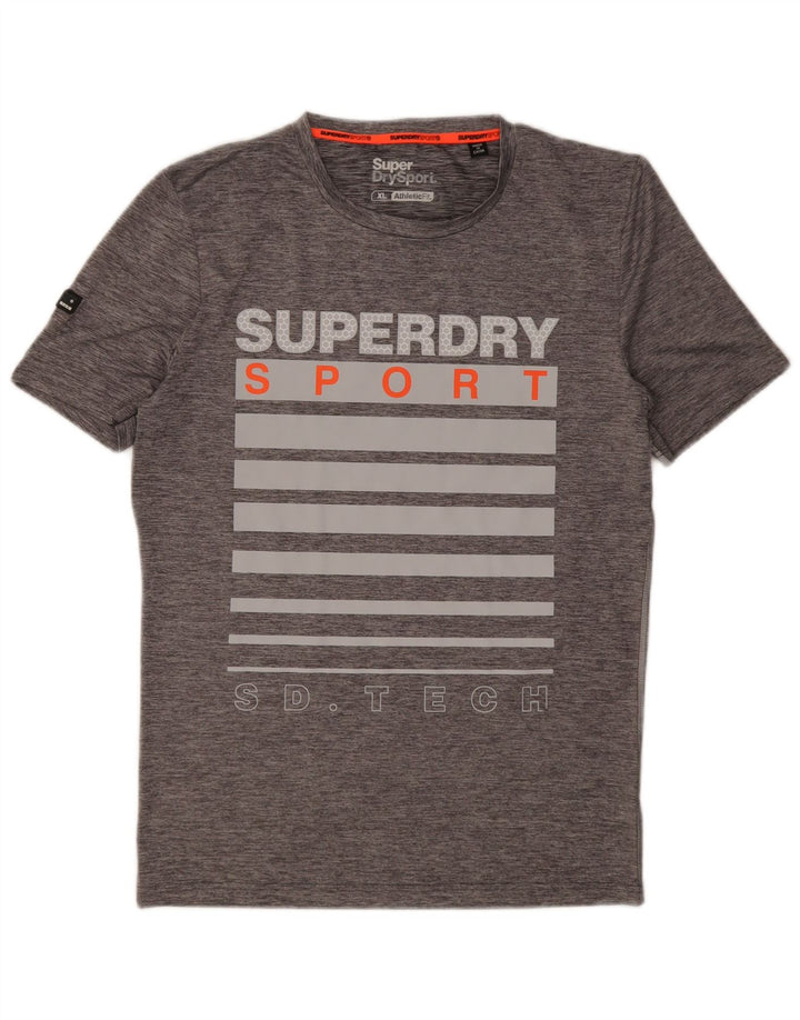Superdry Herren Grafik-T-Shirt-Oberteil XL Grau meliert