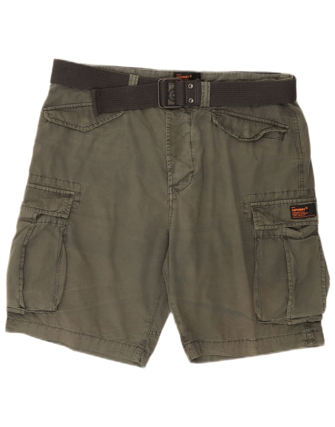 SUPERDRY Herren-Cargoshorts W34, große Khaki-Baumwolle