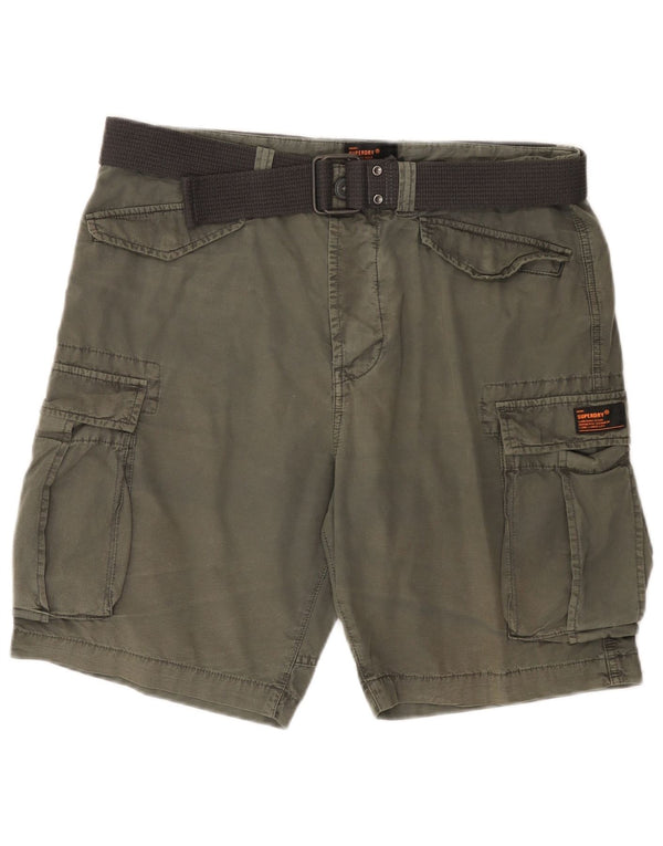 SUPERDRY Herren-Cargoshorts W34, große Khaki-Baumwolle