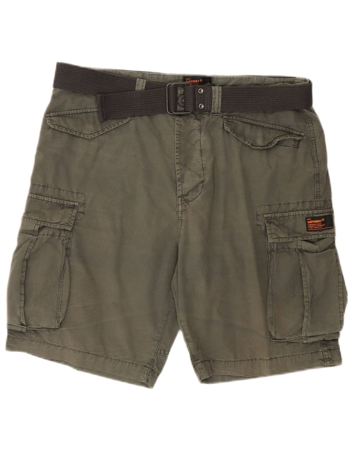 SUPERDRY Herren-Cargoshorts W34, große Khaki-Baumwolle