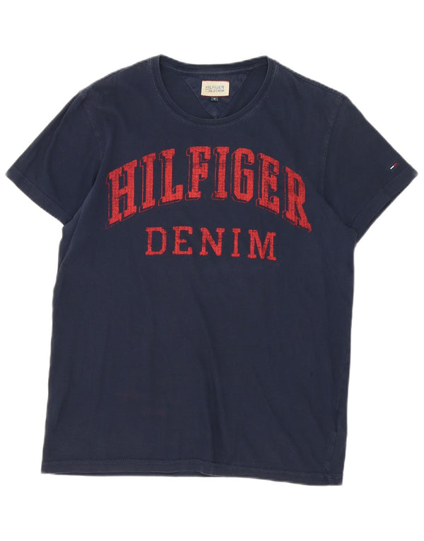Tommy Hilfiger Mens Graphic T-Shirt Top Medium Navy Blue Cotton
