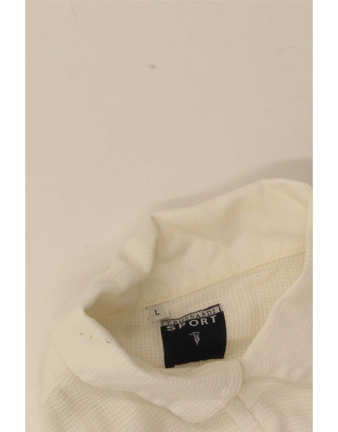 Trussardi Herren-Overshirt-Hemd mit 3/4-Ärmeln, Größe L, Weiß