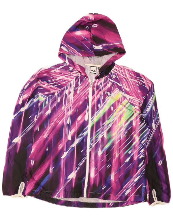 Fila Damen-Regenjacke mit Kapuze, UK 16, groß, mehrfarbig, gestreift, Polyester