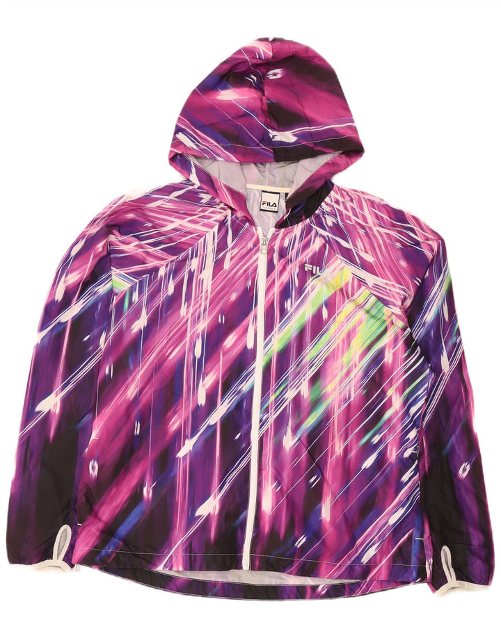 Fila Damen-Regenjacke mit Kapuze, UK 16, groß, mehrfarbig, gestreift, Polyester