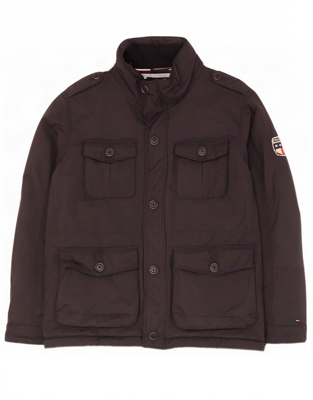 Tommy Hilfiger Herren Militärjacke UK 40 Large Schwarz Nylon