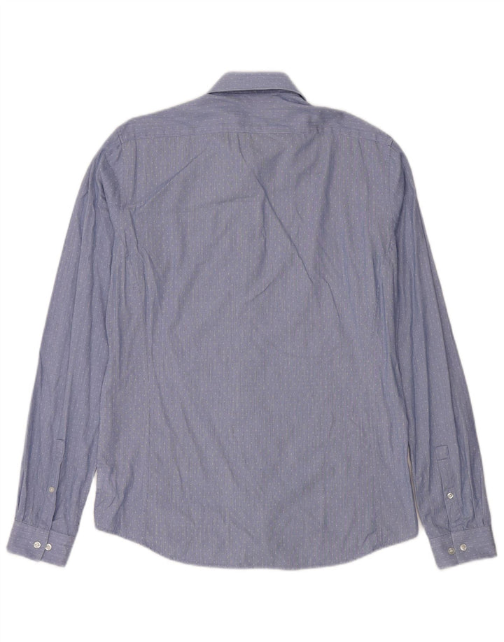 Calvin Klein Herren-Hemd mit extra schmaler Passform, Größe 40, 15 1/2, mittelblau gefleckt