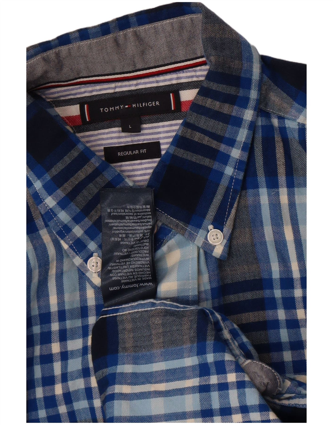 Tommy Hilfiger Herren-Hemd mit normaler Passform, groß, blau, kariert, Baumwolle