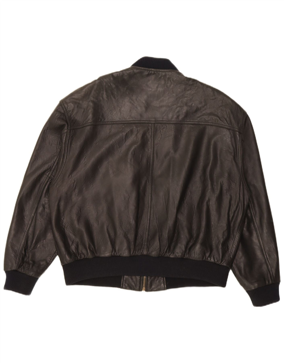 Trapper Herren Bomber Lederjacke UK 46 3XL Schwarzes Leder