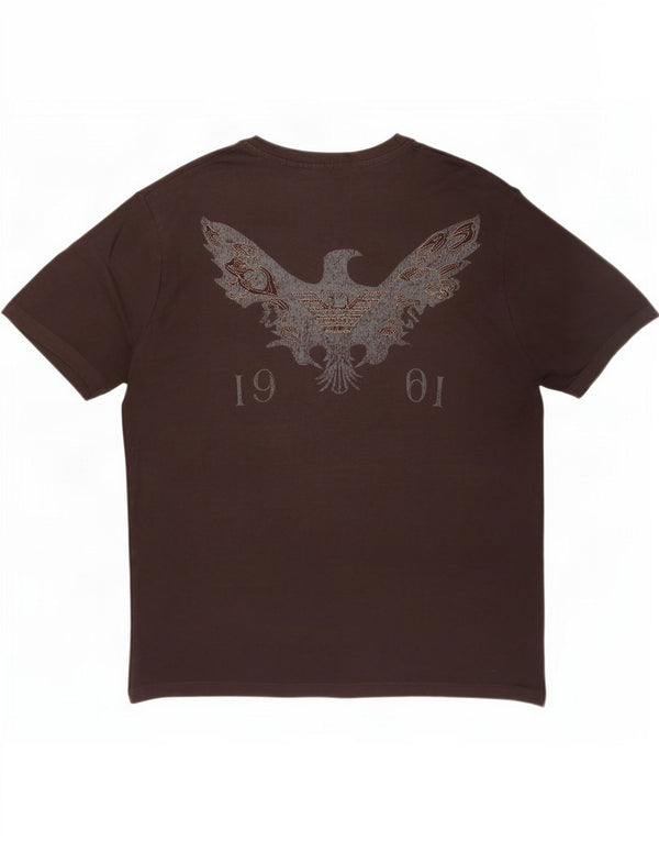 Emporio Armani Herren Grafik T-Shirt Top Large Braun