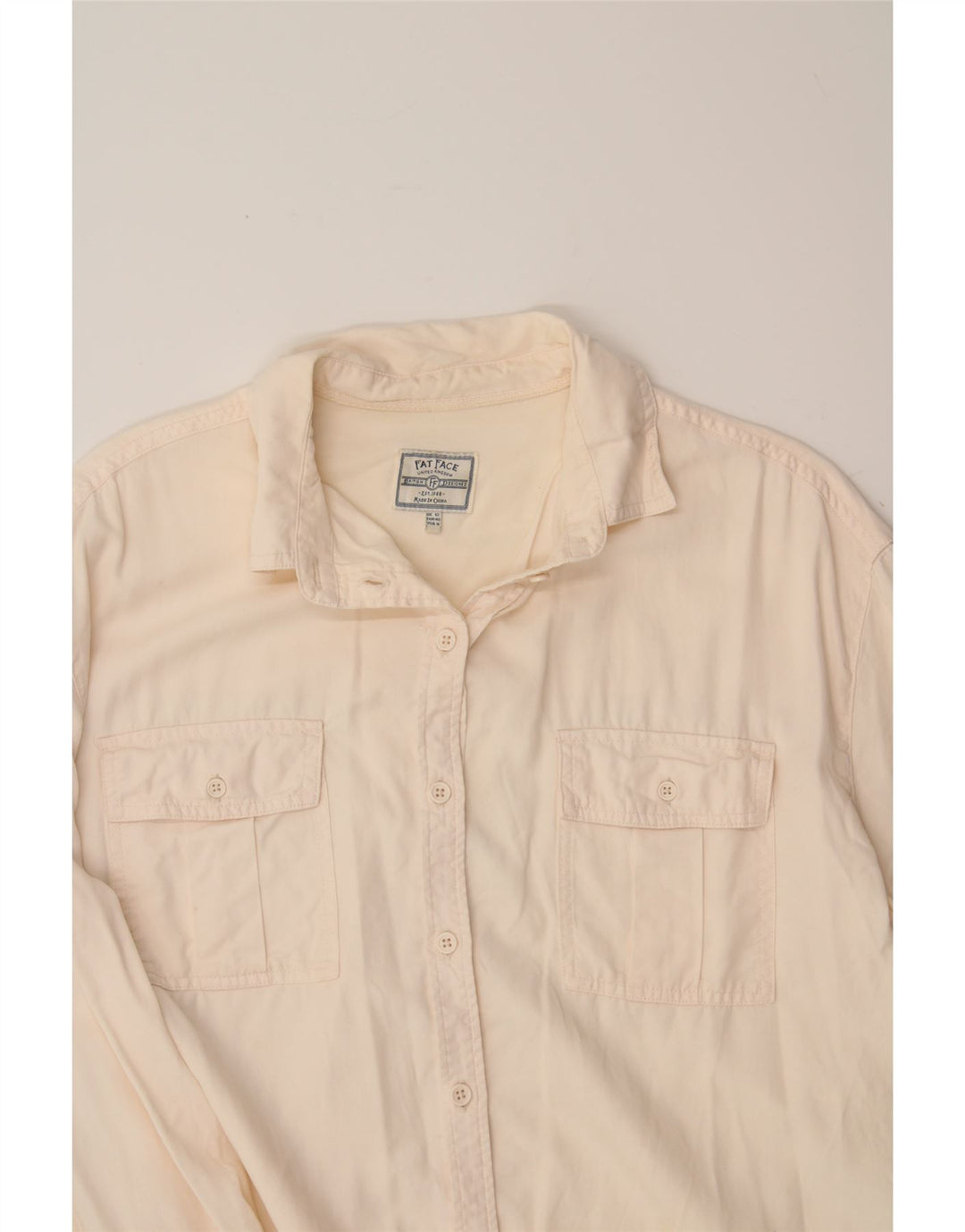 FAT FACE Womens Shirt UK 12 Medium Off White Lyocell Vintage Fat Face and Second-Hand Fat Face from Messina Hembry 