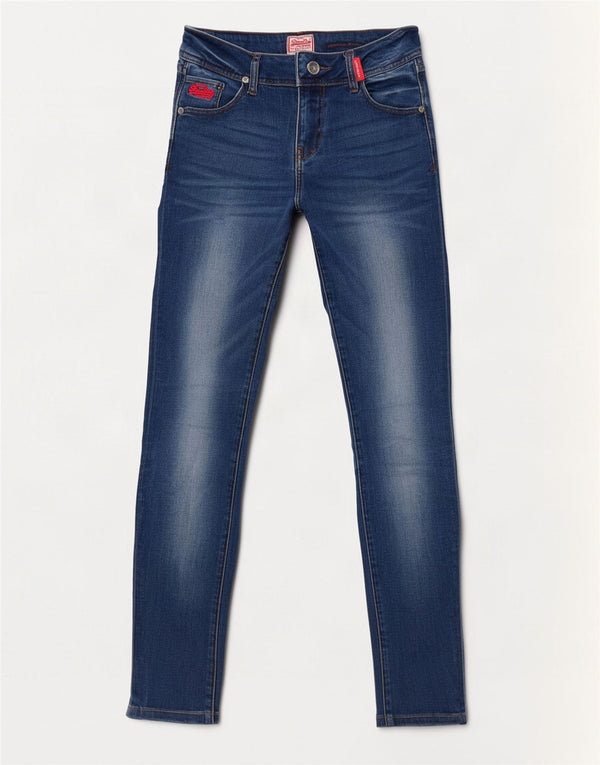 Superdry Damen Rosefill Super Skinny Jeans W30 L32 Blaue Baumwolle