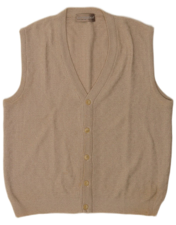 Breidhof Mens Sleeveless Cardigan Sweater IT 50 Medium Beige Polyacrylic