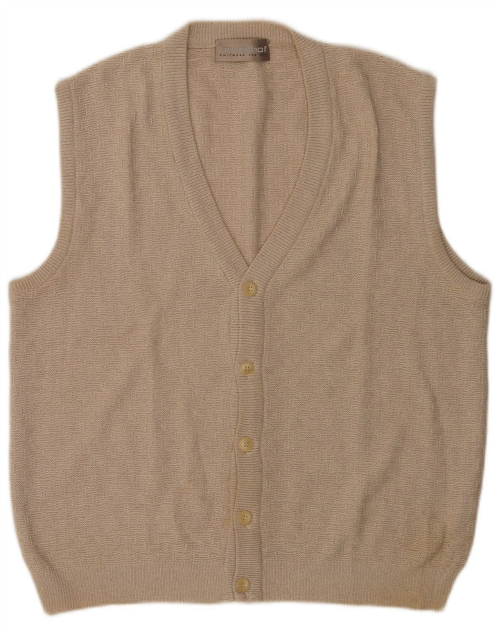 Breidhof Mens Sleeveless Cardigan Sweater IT 50 Medium Beige Polyacrylic