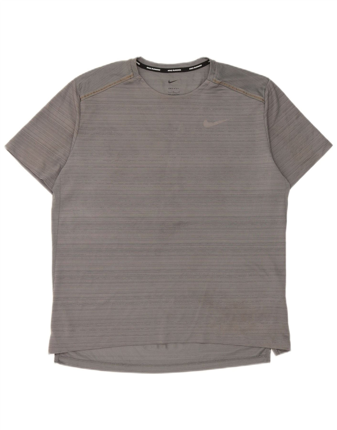 Nike Herren Dri Fit T-Shirt-Oberteil, großes graues Nadelstreifen-Polyester