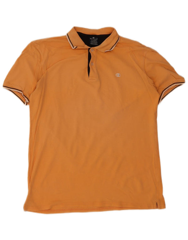 Champion Herren Poloshirt XL Orange gestreift