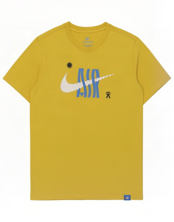 Nike Herren-T-Shirt mit Grafik, groß, aus gelber Baumwolle