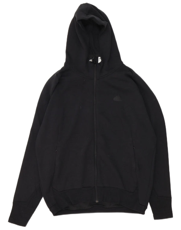 Adidas Herren-Kapuzenpullover mit Reißverschluss, groß, aus schwarzer Baumwolle