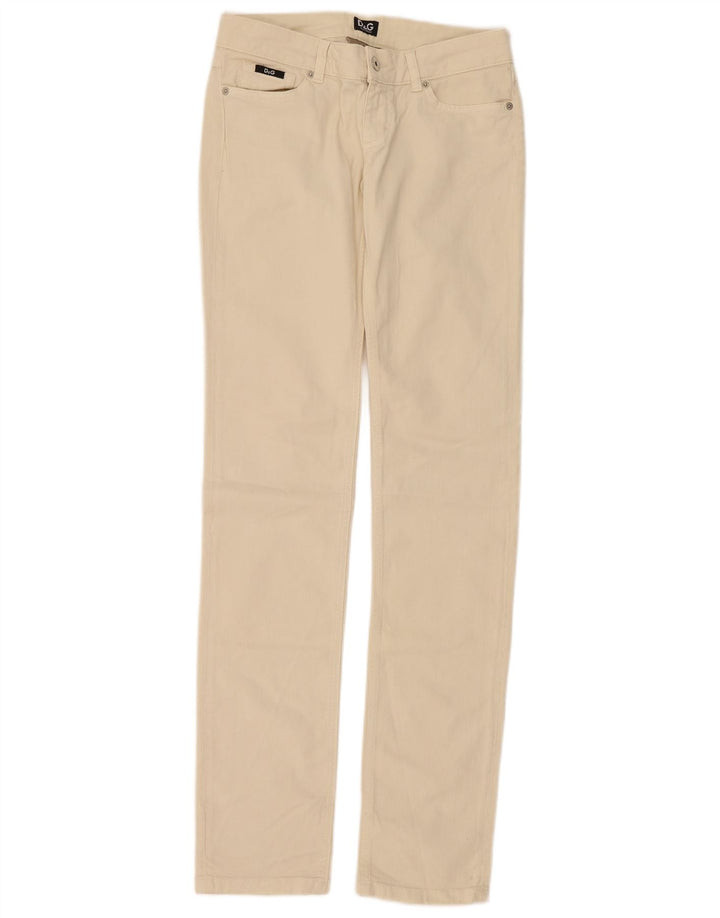 Dolce & Gabbana Damen Slim Jeans W28 L34 Beige Baumwolle
