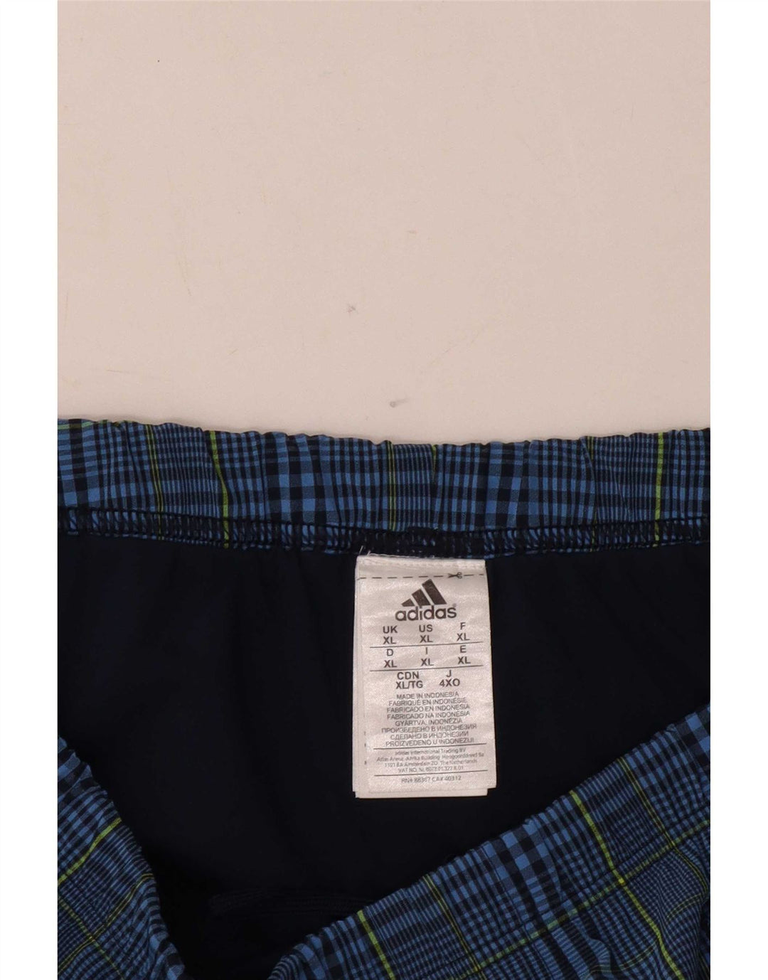 Adidas Herren Badeshorts XL Marineblau kariert Polyester