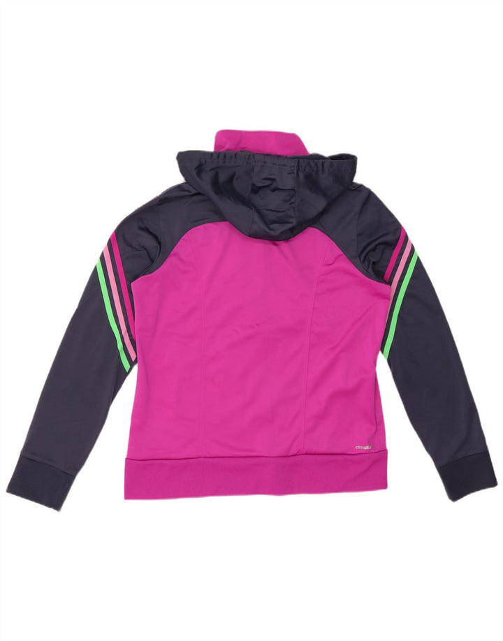 ADIDAS Damen Climalite Zip Hoodie Pullover UK 16/18 Large Pink Colourblock