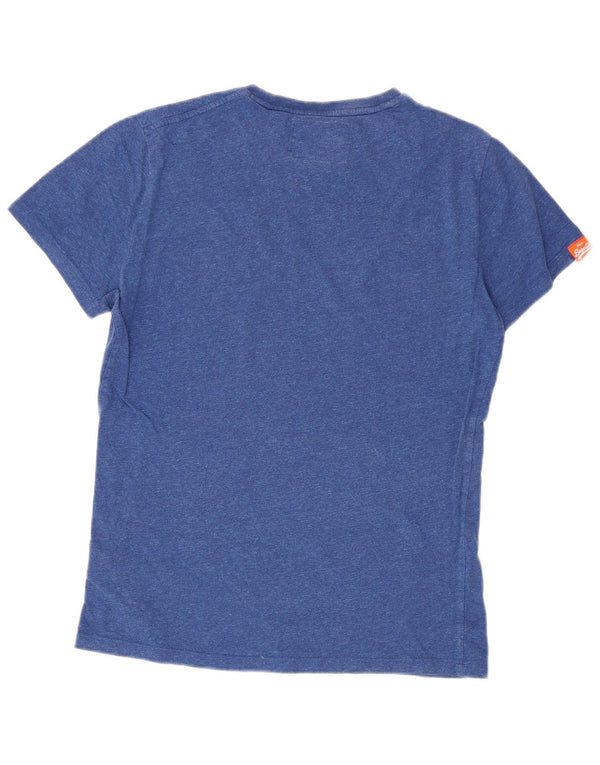 Superdry Herren-T-Shirt-Oberteil, klein, blau gefleckte Baumwolle