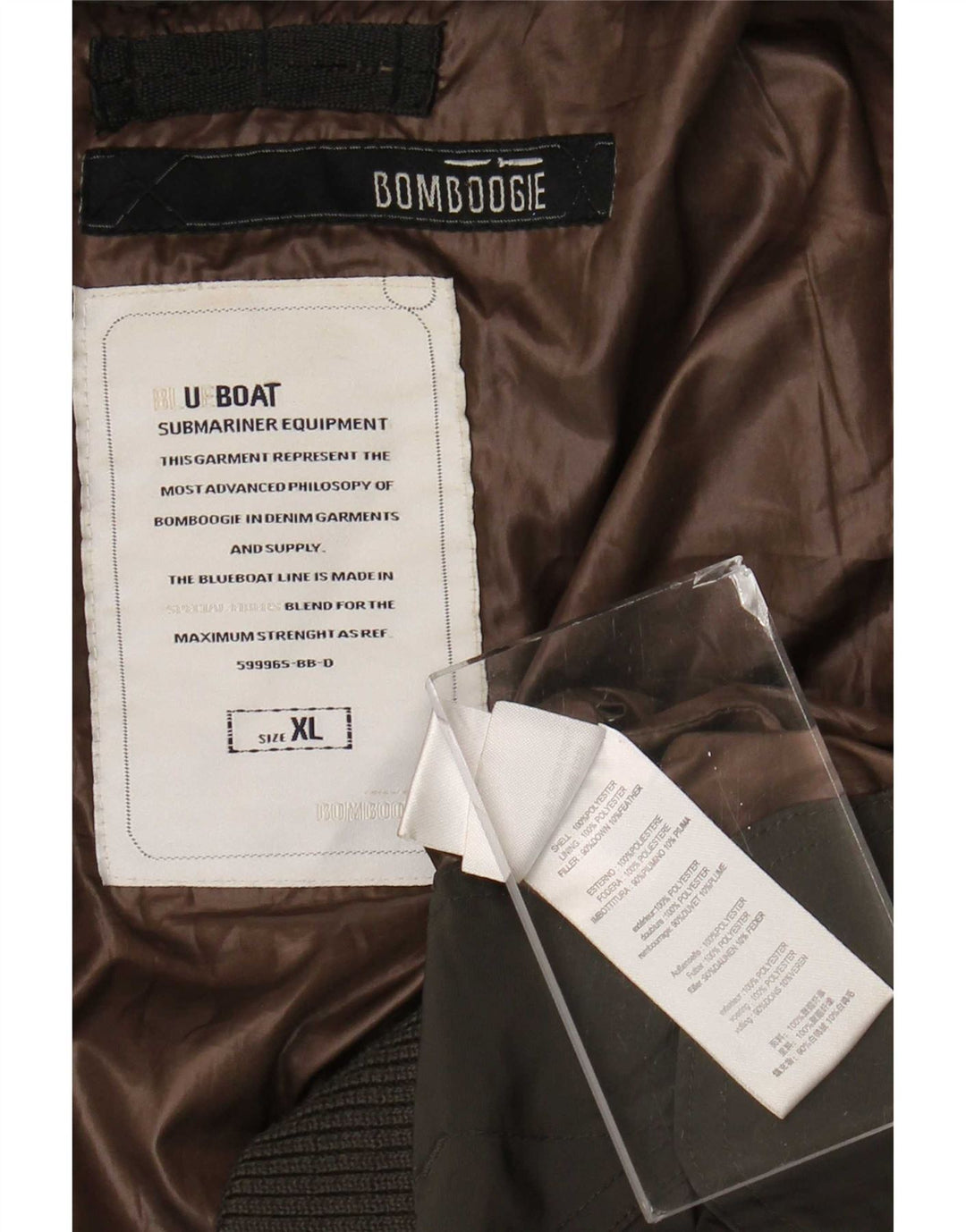 Bomboogie Wattierte Herrenjacke mit Kapuze, UK 42, XL, Grau, Polyester