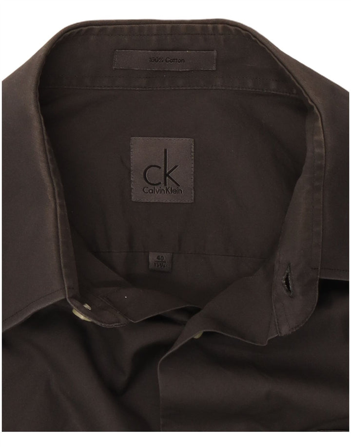 Calvin Klein Herrenhemd Größe 40 15 1/2 mittelgraue Baumwolle