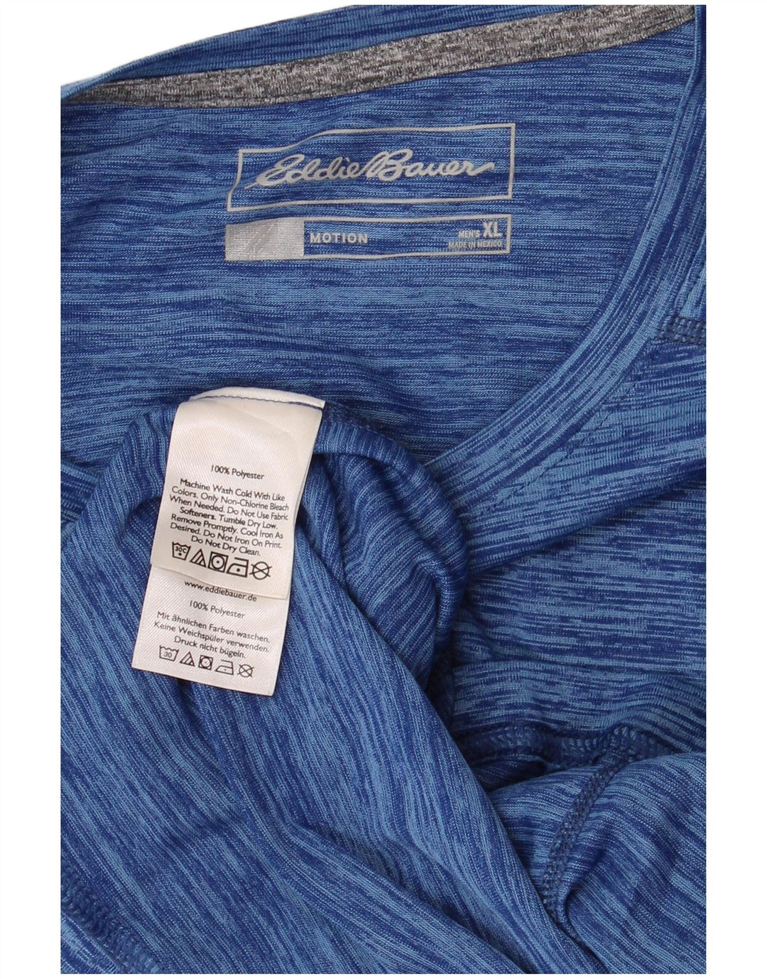EDDIE BAUER Herren T-Shirt Top XL Blau geflecktes Polyester
