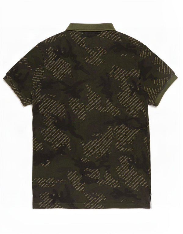 Superdry Herren-Poloshirt mit Grafik, groß, Khaki, Camouflage, Baumwolle