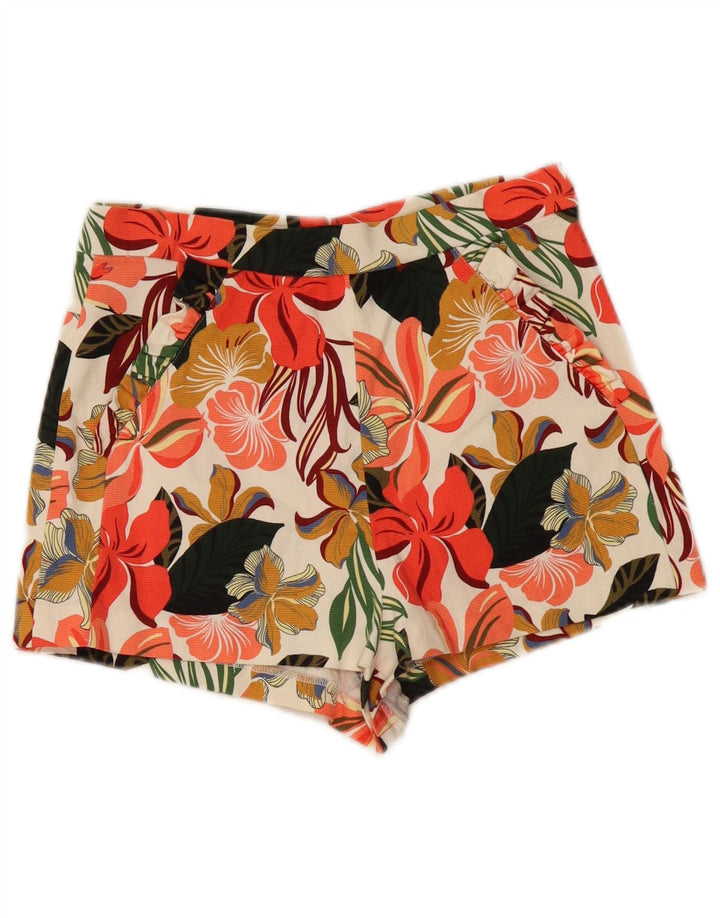 ZARA Damen-Chinoshorts mit hoher Taille, Größe S, W26, mehrfarbig, Blumenmuster